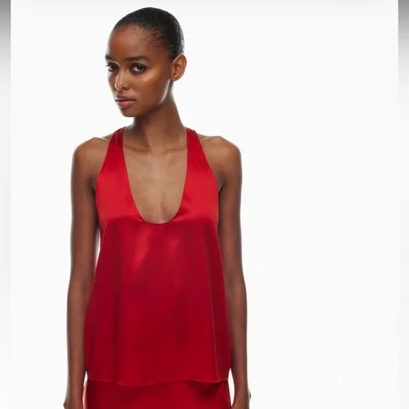 Sleek Red Satin top - Picture 1 of 1